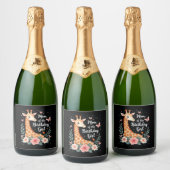Giraffe Mama van de Verjaardag Meisje Matching Fam Sparkling Wijnetiket (Flessen)