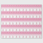 Giraffe mammie en Baby in roze Cadeaupapier (Vlak)