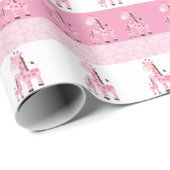 Giraffe mammie en Baby in roze Cadeaupapier (Rol Hoek)