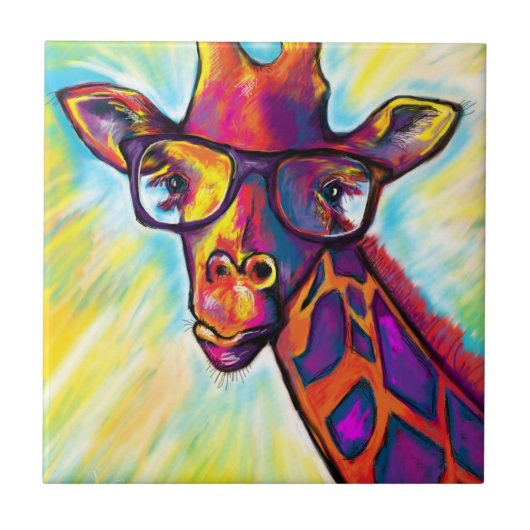Giraffe Man Art Tegeltje (Voorkant)