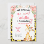 Giraffe meisje 2de, tweede verjaardag uitnodiging. kaart (Voorkant)