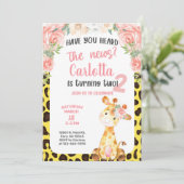 Giraffe meisje 2de, tweede verjaardag uitnodiging. kaart (Staand voorkant)