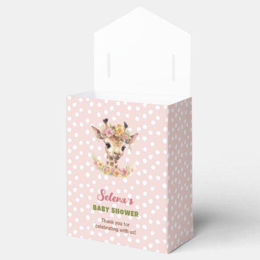 Giraffe Meisje Baby shower Roze Groen Safari Wild Bedankdoosjes (Geopend)