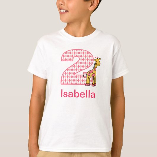  Giraffe meisje tweede verjaardag shirt 2 (Voorkant)