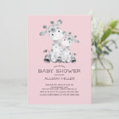Giraffe Meisjes baby shower Uitnodiging (Staand voorkant)
