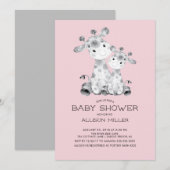 Giraffe Meisjes baby shower Uitnodiging (Voorkant / Achterkant)