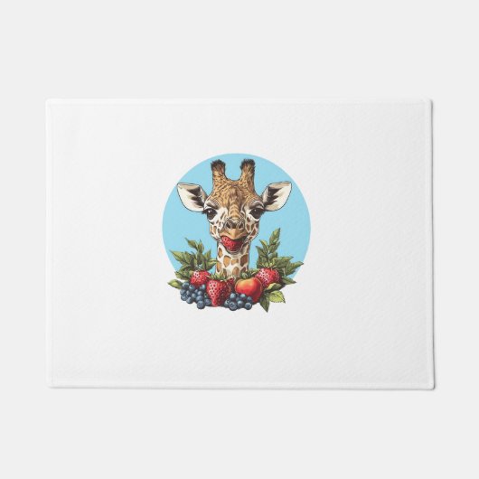 Giraffe met aardbeien bosbessen appels deurmat (Voorkant)