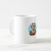 Giraffe met aardbeien bosbessen appels koffiemok (Voorkant links)