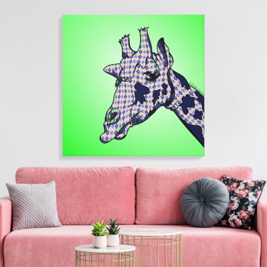 Giraffe met arglistig patroon canvas afdruk (Insitu (Woonkamer))