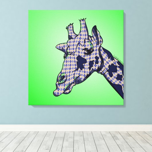 Giraffe met arglistig patroon canvas afdruk (Insitu (Houten vloer))