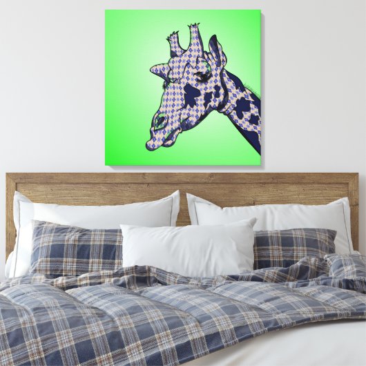 Giraffe met arglistig patroon canvas afdruk (Insitu (Slaapkamer))