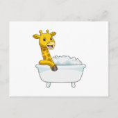 Giraffe met badkuip met schuim briefkaart (Voorkant)