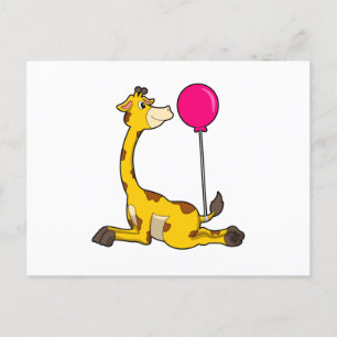 Giraffe met ballon briefkaart