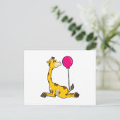 Giraffe met ballon briefkaart (Staand voorkant)