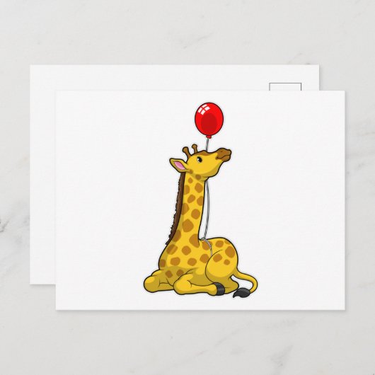 Giraffe met ballon briefkaart (Voorkant / Achterkant)