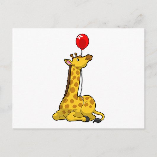 Giraffe met ballon briefkaart (Voorkant)