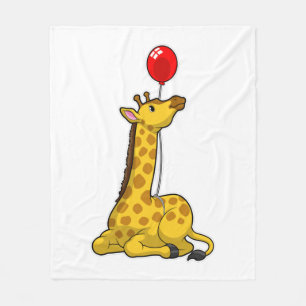 Giraffe met ballon fleece deken
