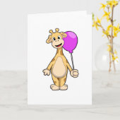 Giraffe met ballon kaart (Gele Bloem)