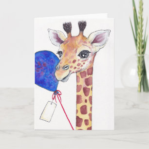 Giraffe met ballon & Label-kaartje Kaart