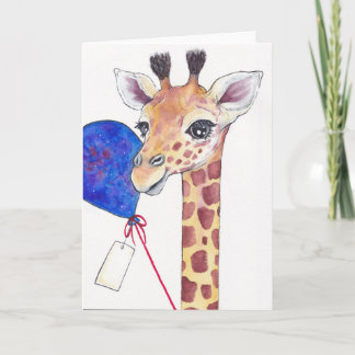 Giraffe met ballon & Label-kaartje Kaart