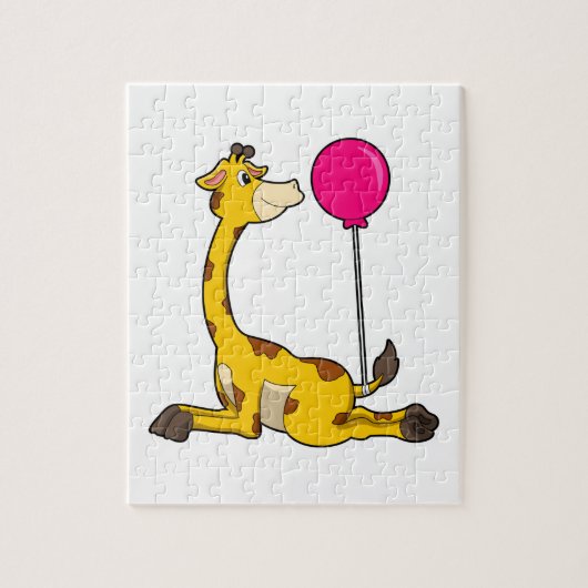 Giraffe met ballon legpuzzel (Verticaal)