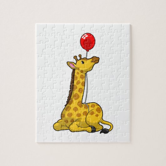 Giraffe met ballon legpuzzel (Verticaal)