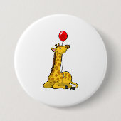 Giraffe met ballon ronde button 7,6 cm (Voorkant)