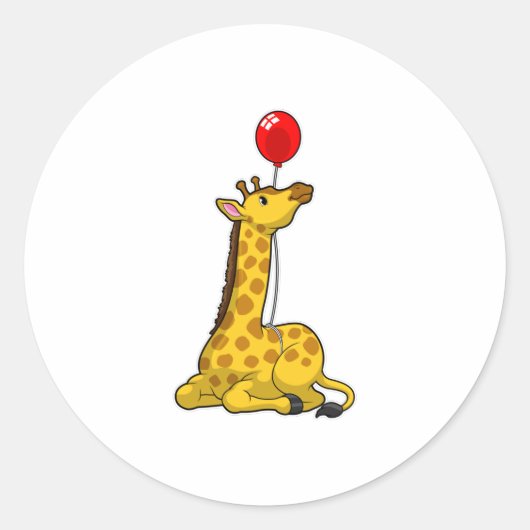 Giraffe met ballon ronde sticker (Voorkant)