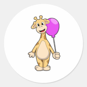 Giraffe met ballon ronde sticker