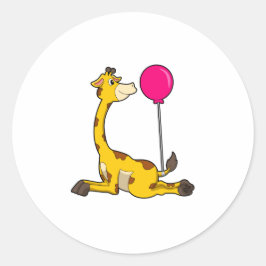 Giraffe met ballon ronde sticker