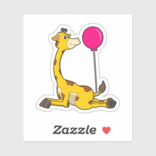 Giraffe met ballon sticker