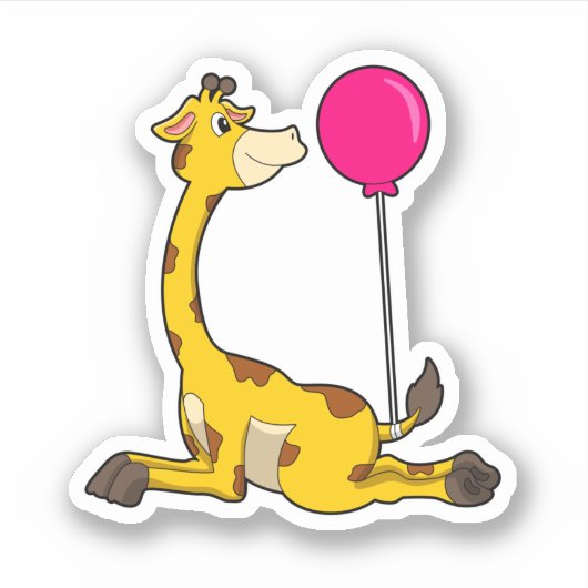 Giraffe met ballon sticker (Voorkant)