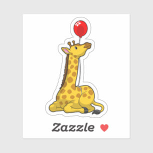 Giraffe met ballon sticker