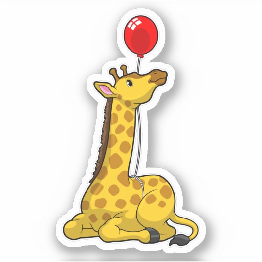 Giraffe met ballon sticker (Voorkant)