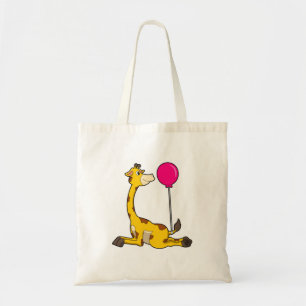 Giraffe met ballon tote bag