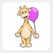 Giraffe met ballon vierkante sticker (Voorkant)