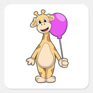 Giraffe met ballon vierkante sticker