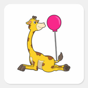 Giraffe met ballon vierkante sticker