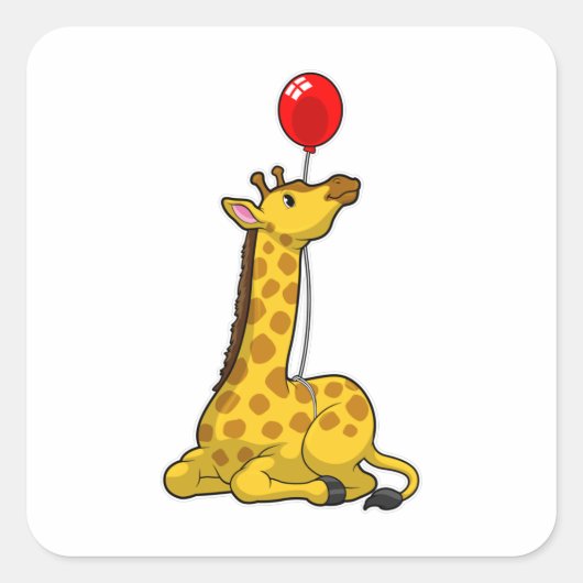 Giraffe met ballon vierkante sticker (Voorkant)