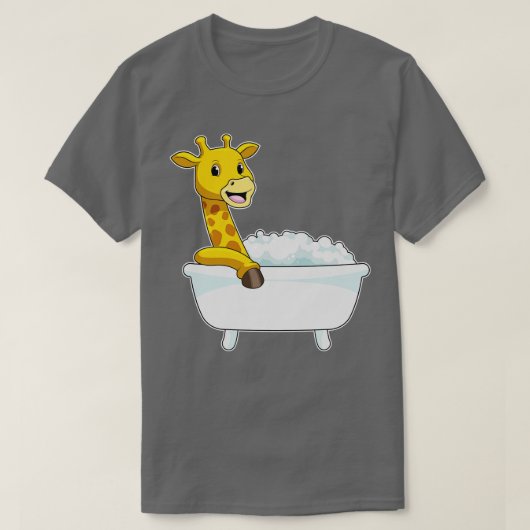 Giraffe met Bathtub met schuim T-shirt (Design voorkant)