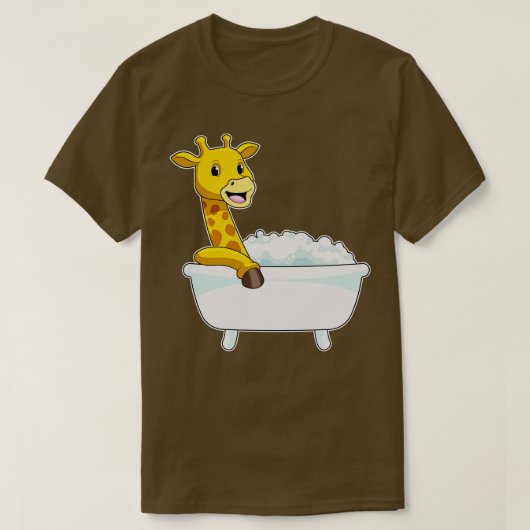 Giraffe met Bathtub met schuim T-shirt (Design voorkant)
