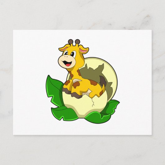 Giraffe met blad & ei briefkaart (Voorkant)