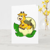 Giraffe met blad en ei kaart (Gele Bloem)