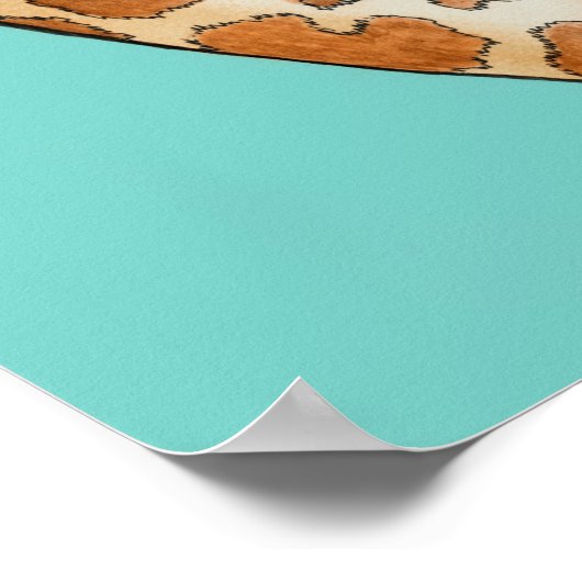 Giraffe met blauwgroen achtergrond poster (Hoek)