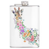 Giraffe met bloem heupfles (Voorkant)