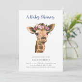 Giraffe met bloemkroon kaart (Staand voorkant)