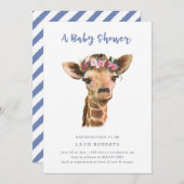 Giraffe met bloemkroon kaart (Voorkant / Achterkant)