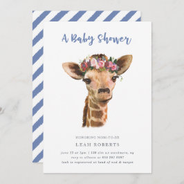 Giraffe met bloemkroon kaart