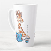 Giraffe met boek en drank latte mok (Linkerhoek)