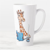 Giraffe met boek en drank latte mok (Rechts)